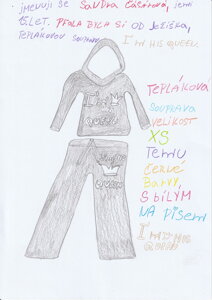 tepláková souprava I am his queen, vel XS, černá s bílým nápisem (Temu)