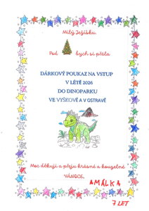 dárkový poukaz na vstup v létě 2026 do Dinoparku ve Vyškově a v Ostravě