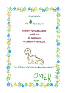 dárkový poukaz na vstup v létě 2026 do Dinoparku ve Vyškově a v Ostravě