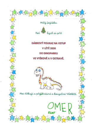 dárkový poukaz na vstup v létě 2026 do Dinoparku ve Vyškově a v Ostravě