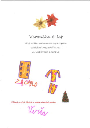 svítící pyžamo dívčí v.146 a malé stolní zrcadlo