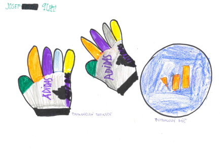 Brankářské rukavice a fotbalový míč 