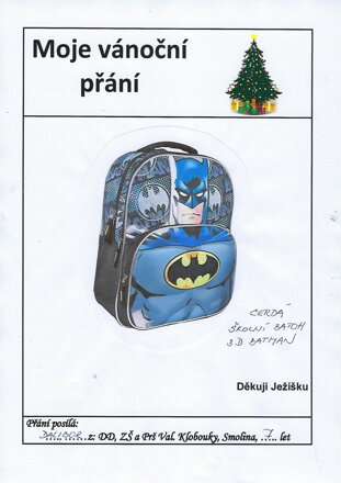 Školní batoh, 3 D Batman